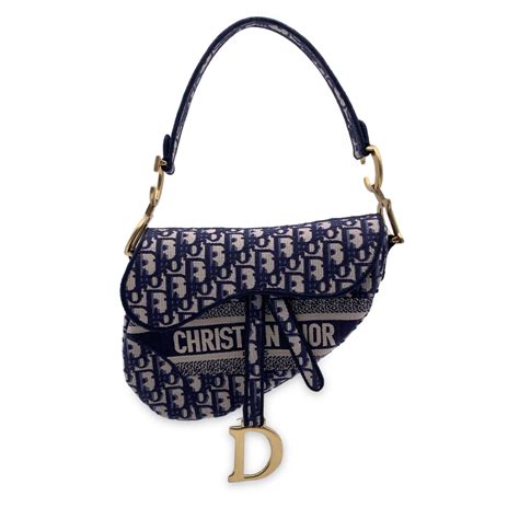 Borsa hobo Diorstar con catena Jacquard Dior Oblique blu 